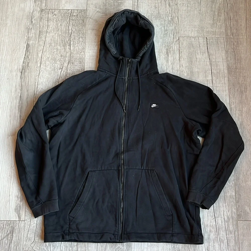 Nike Full Zip Modern Black Hoodie Raglan Women’s Size XXL EUC‎